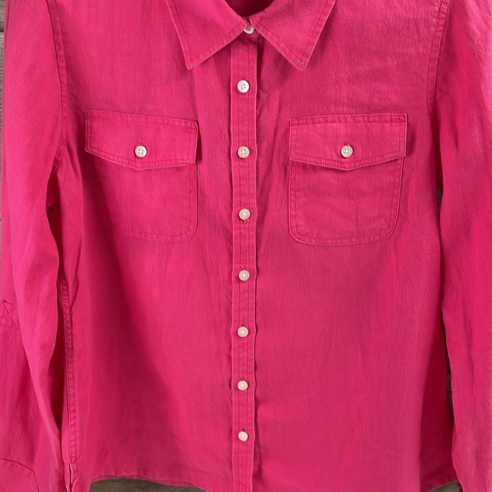 Talbots Linen Button Up Long Collared Sleeve Blou… - image 4